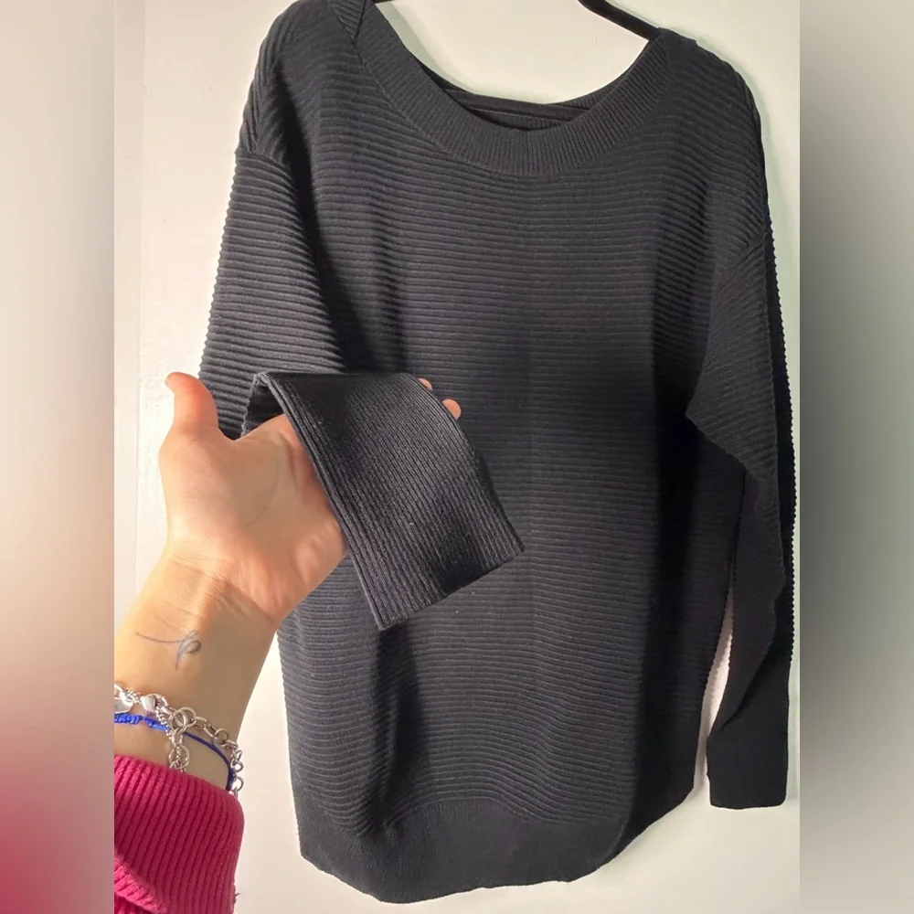 Aerie Offlinedrop sweater stretchy Black Sz S Oversized Athleisure Minimalist - Picture 4 of 9